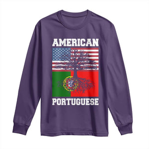 American Grown Portuguese Roots Long Sleeve Shirt Distressed Tree Portugal USA Flag TS10 Purple Print Your Wear