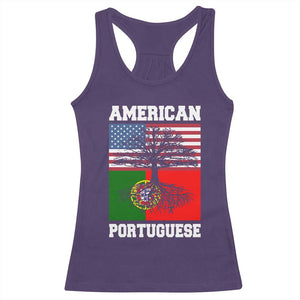 American Grown Portuguese Roots Racerback Tank Top Distressed Tree Portugal USA Flag TS10 Purple Print Your Wear