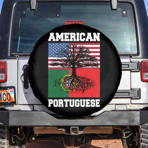 American Grown Portuguese Roots Spare Tire Cover Distressed Tree Portugal USA Flag TS10 No hole Black Print Your Wear