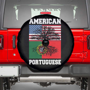 American Grown Portuguese Roots Spare Tire Cover Distressed Tree Portugal USA Flag TS10 Black Print Your Wear