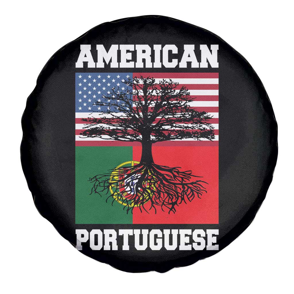 American Grown Portuguese Roots Spare Tire Cover Distressed Tree Portugal USA Flag TS10 Print Your Wear