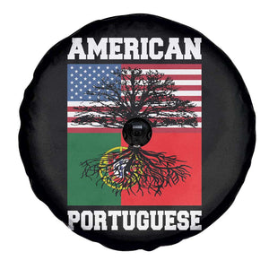 American Grown Portuguese Roots Spare Tire Cover Distressed Tree Portugal USA Flag TS10 Print Your Wear