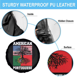 American Grown Portuguese Roots Spare Tire Cover Distressed Tree Portugal USA Flag TS10 Print Your Wear