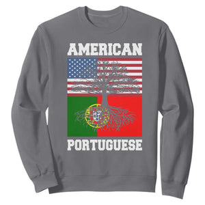 American Grown Portuguese Roots Sweatshirt Distressed Tree Portugal USA Flag TS10 Charcoal Print Your Wear