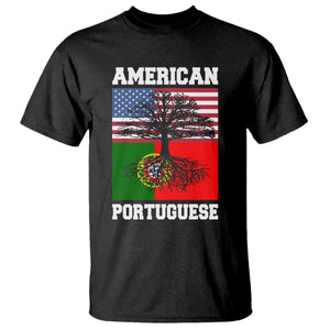 American Grown Portuguese Roots T Shirt Distressed Tree Portugal USA Flag TS10 Black Print Your Wear