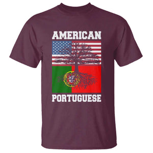 American Grown Portuguese Roots T Shirt Distressed Tree Portugal USA Flag TS10 Maroon Print Your Wear