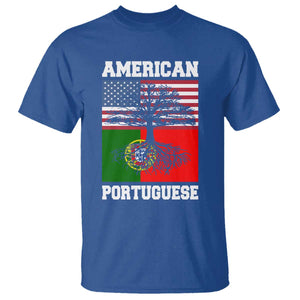American Grown Portuguese Roots T Shirt Distressed Tree Portugal USA Flag TS10 Royal Blue Print Your Wear