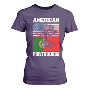 American Grown Portuguese Roots T Shirt For Women Distressed Tree Portugal USA Flag TS10 Purple Print Your Wear