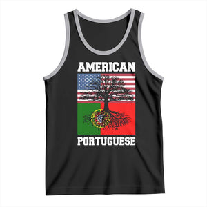 American Grown Portuguese Roots Tank Top Distressed Tree Portugal USA Flag TS10 Black Athletic Heather Print Your Wear