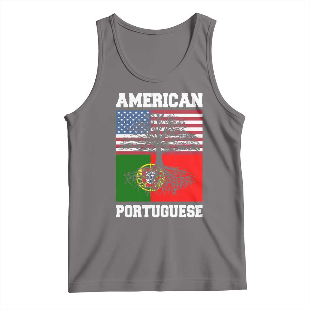 American Grown Portuguese Roots Tank Top Distressed Tree Portugal USA Flag TS10 Deep Heather Print Your Wear