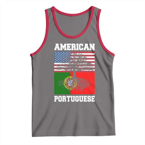 American Grown Portuguese Roots Tank Top Distressed Tree Portugal USA Flag TS10 Deep Heather Red Print Your Wear