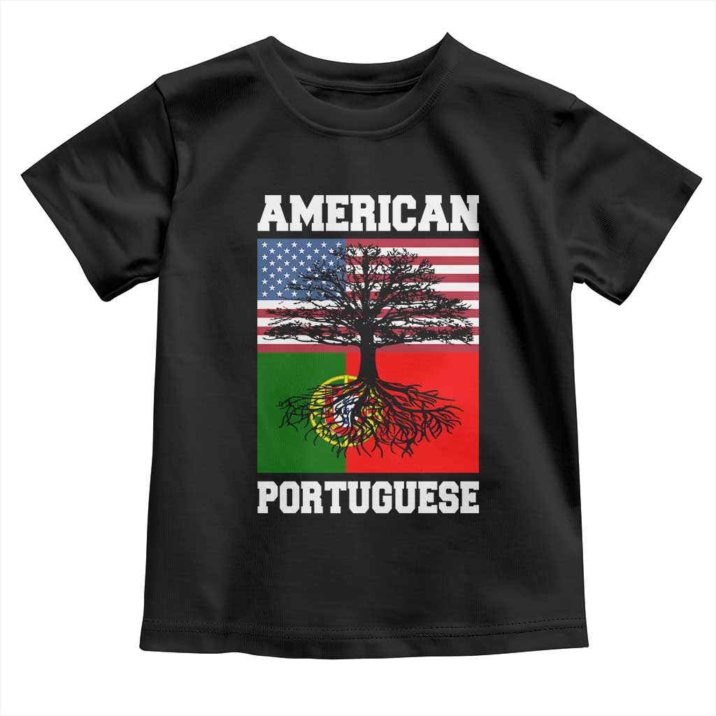 American Grown Portuguese Roots Toddler T Shirt Distressed Tree Portugal USA Flag TS10 Black Print Your Wear