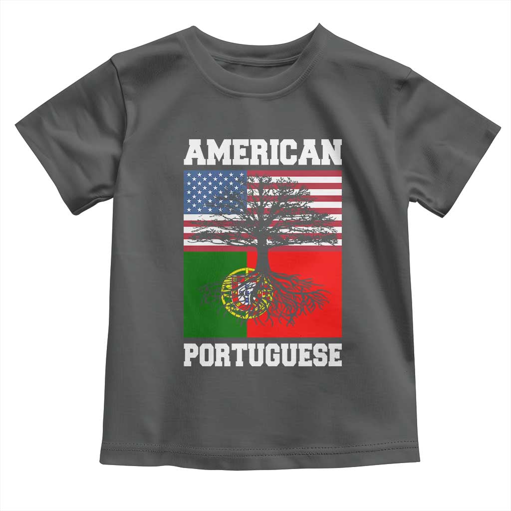 American Grown Portuguese Roots Toddler T Shirt Distressed Tree Portugal USA Flag TS10 Dark Heather Print Your Wear