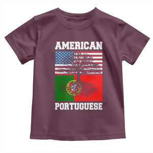 American Grown Portuguese Roots Toddler T Shirt Distressed Tree Portugal USA Flag TS10 Maroon Print Your Wear