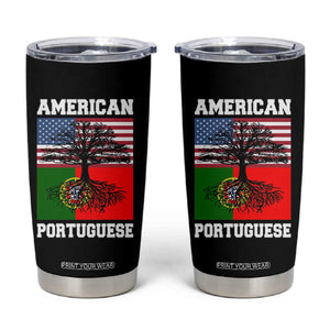 American Grown Portuguese Roots Tumbler Cup Distressed Tree Portugal USA Flag TS10 Black Print Your Wear