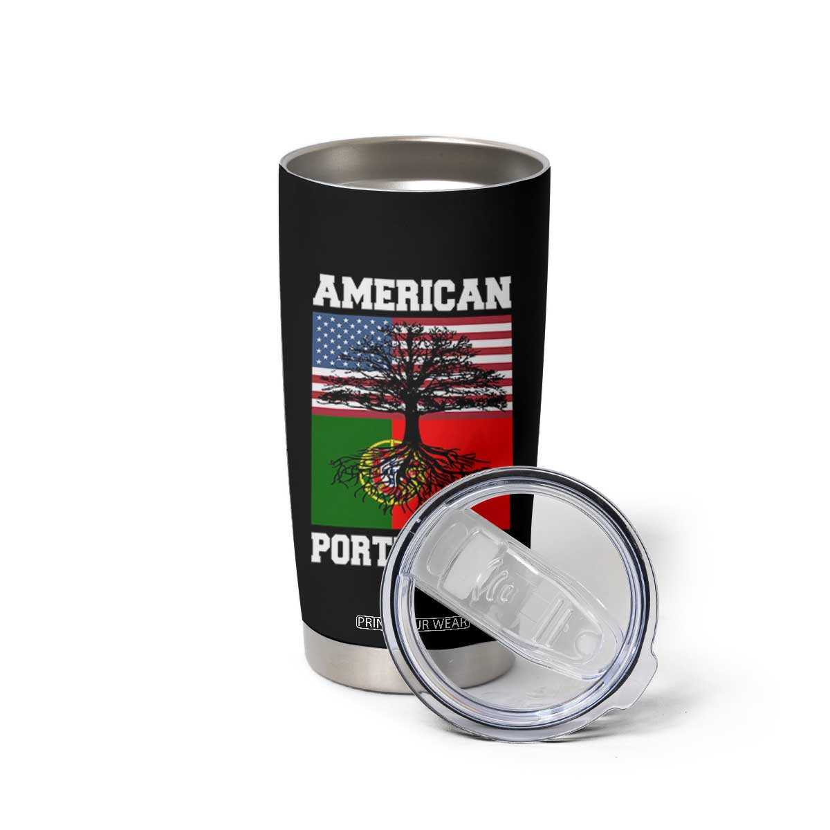 American Grown Portuguese Roots Tumbler Cup Distressed Tree Portugal USA Flag TS10 Print Your Wear