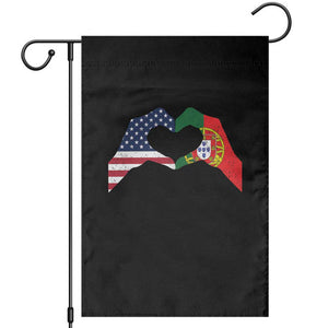 Portuguese American Flag Garden Flag Vintage Portugal USA Flag Heart TS10 Black Print Your Wear