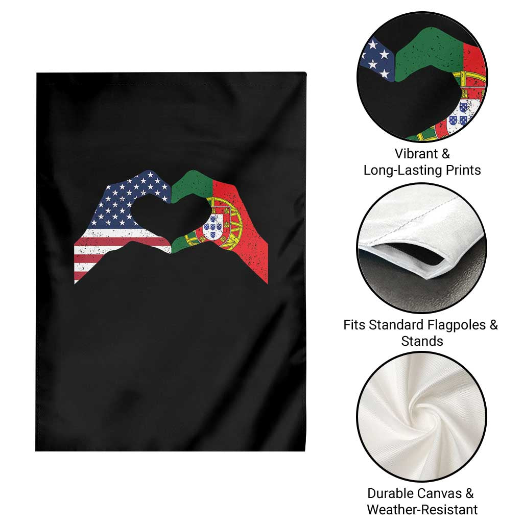 Portuguese American Flag Garden Flag Vintage Portugal USA Flag Heart TS10 Print Your Wear