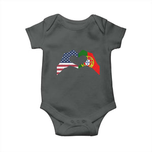 Portuguese American Flag Baby Onesie Vintage Portugal USA Flag Heart TS10 Dark Heather Print Your Wear