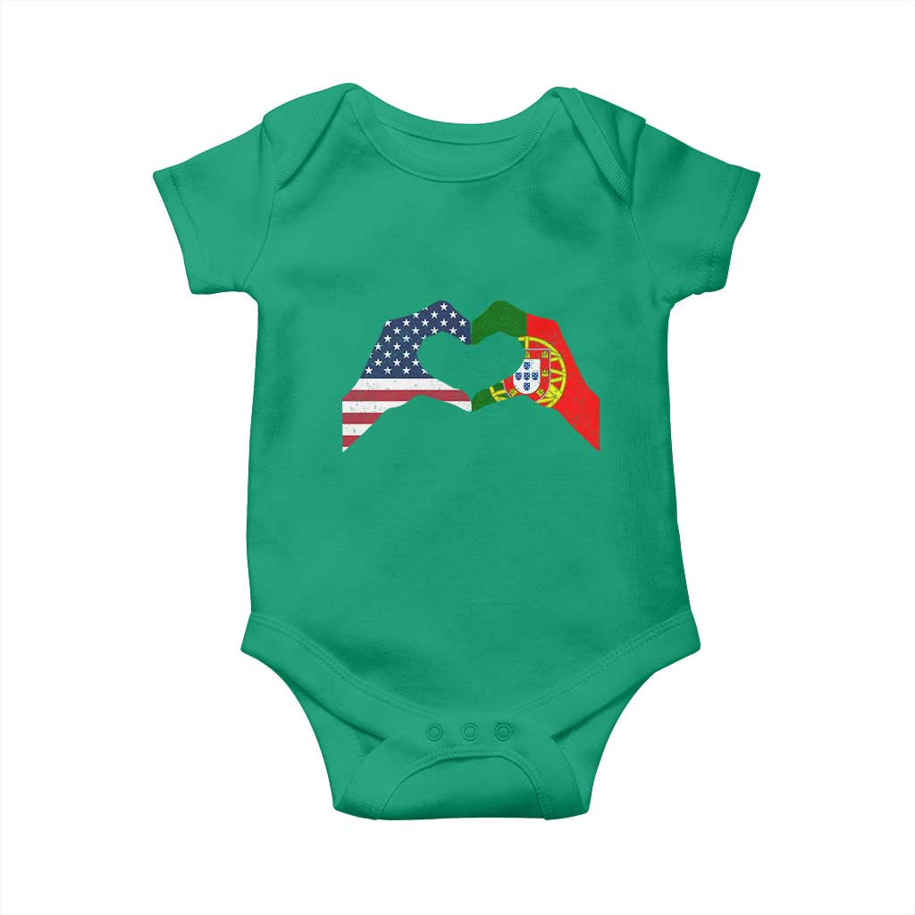 Portuguese American Flag Baby Onesie Vintage Portugal USA Flag Heart TS10 Irish Green Print Your Wear