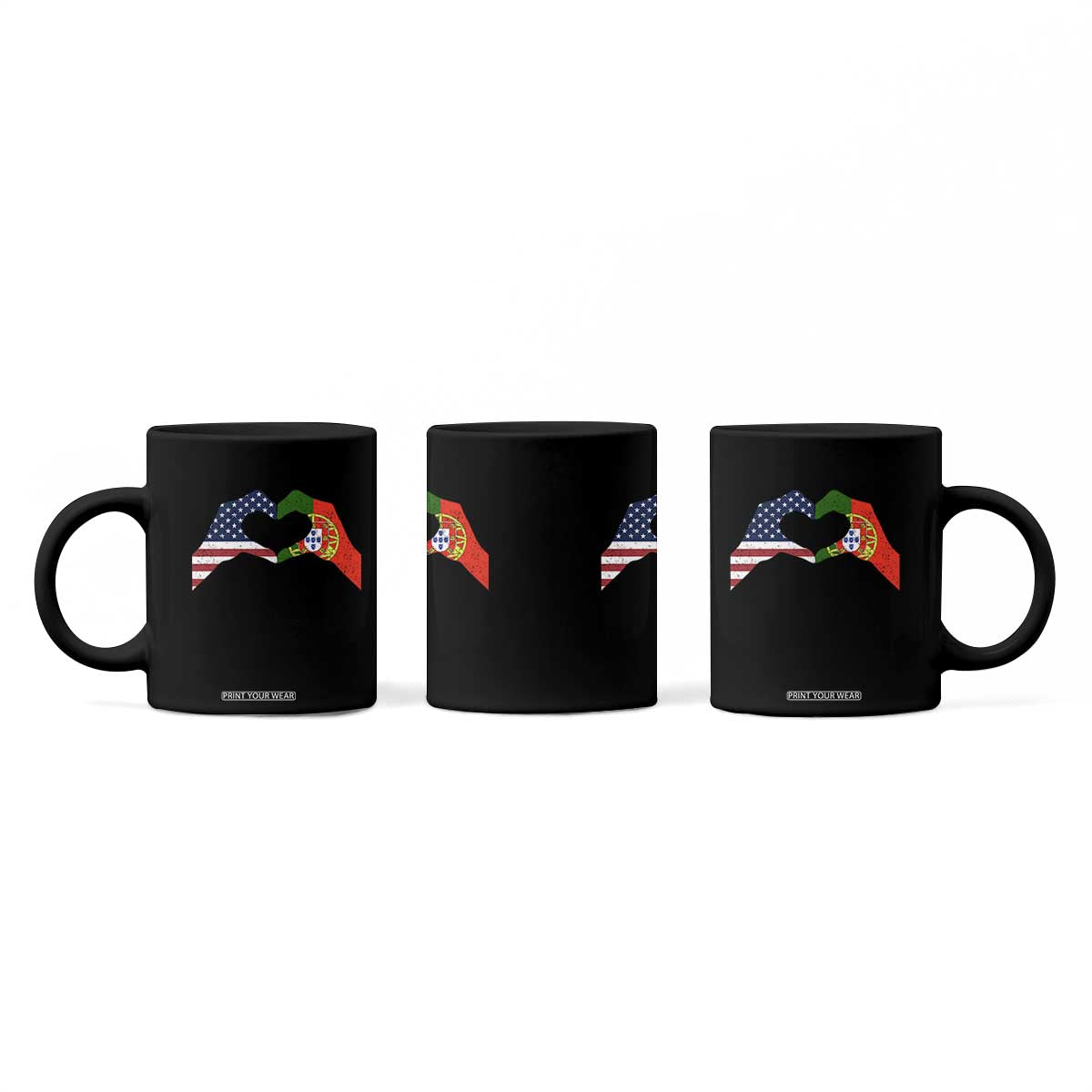 Portuguese American Flag Coffee Mug Vintage Portugal USA Flag Heart TS10 Print Your Wear