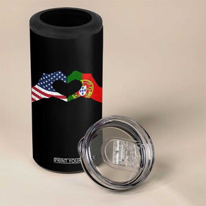 Portuguese American Flag 4 in 1 Can Cooler Tumbler Vintage Portugal USA Flag Heart TS10 Print Your Wear