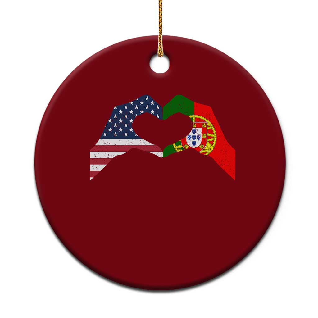 Portuguese American Flag Ceramic Ornament Vintage Portugal USA Flag Heart TS10 1pc Red Print Your Wear
