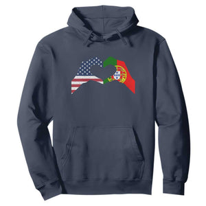 Portuguese American Flag Hoodie Vintage Portugal USA Flag Heart TS10 Navy Print Your Wear