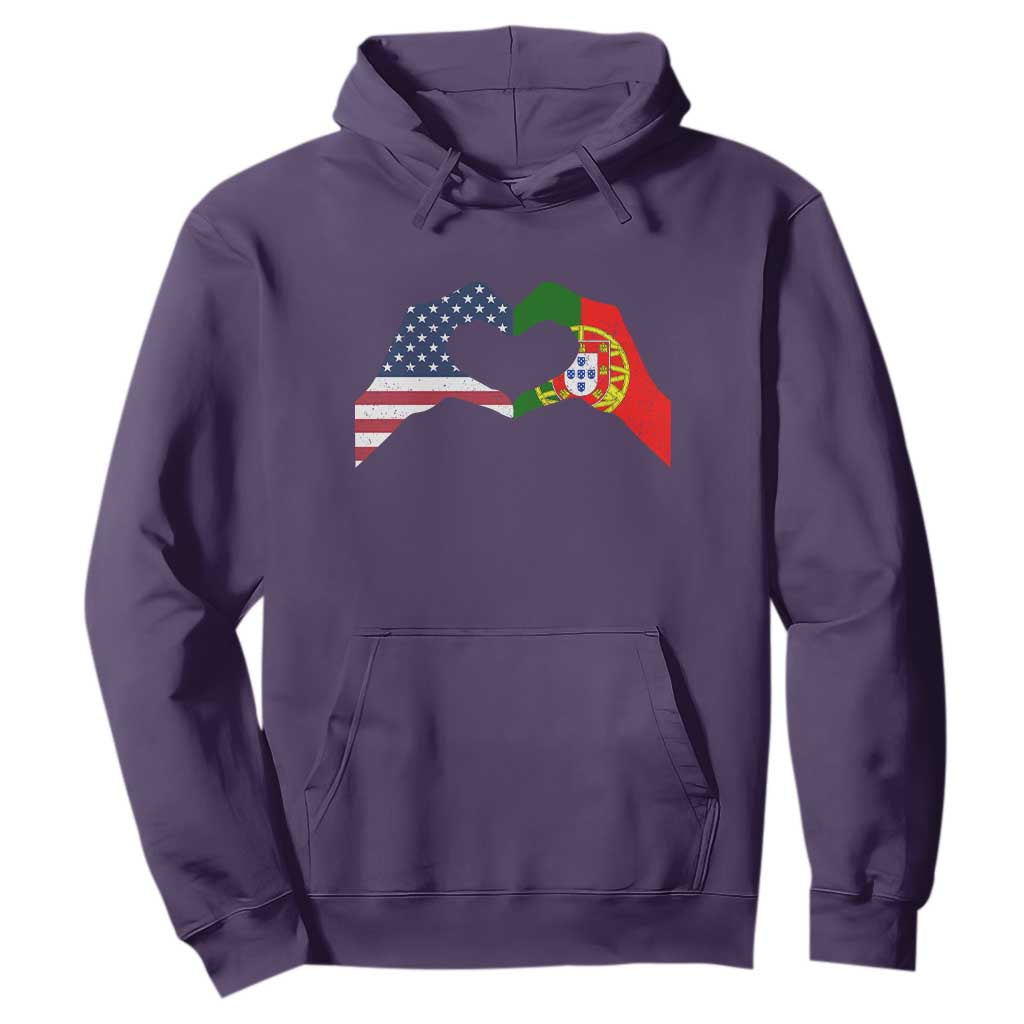 Portuguese American Flag Hoodie Vintage Portugal USA Flag Heart TS10 Purple Print Your Wear