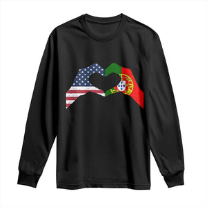 Portuguese American Flag Long Sleeve Shirt Vintage Portugal USA Flag Heart TS10 Black Print Your Wear