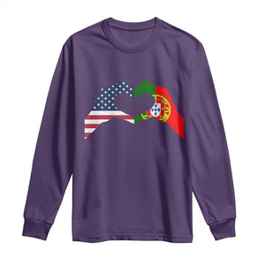 Portuguese American Flag Long Sleeve Shirt Vintage Portugal USA Flag Heart TS10 Purple Print Your Wear