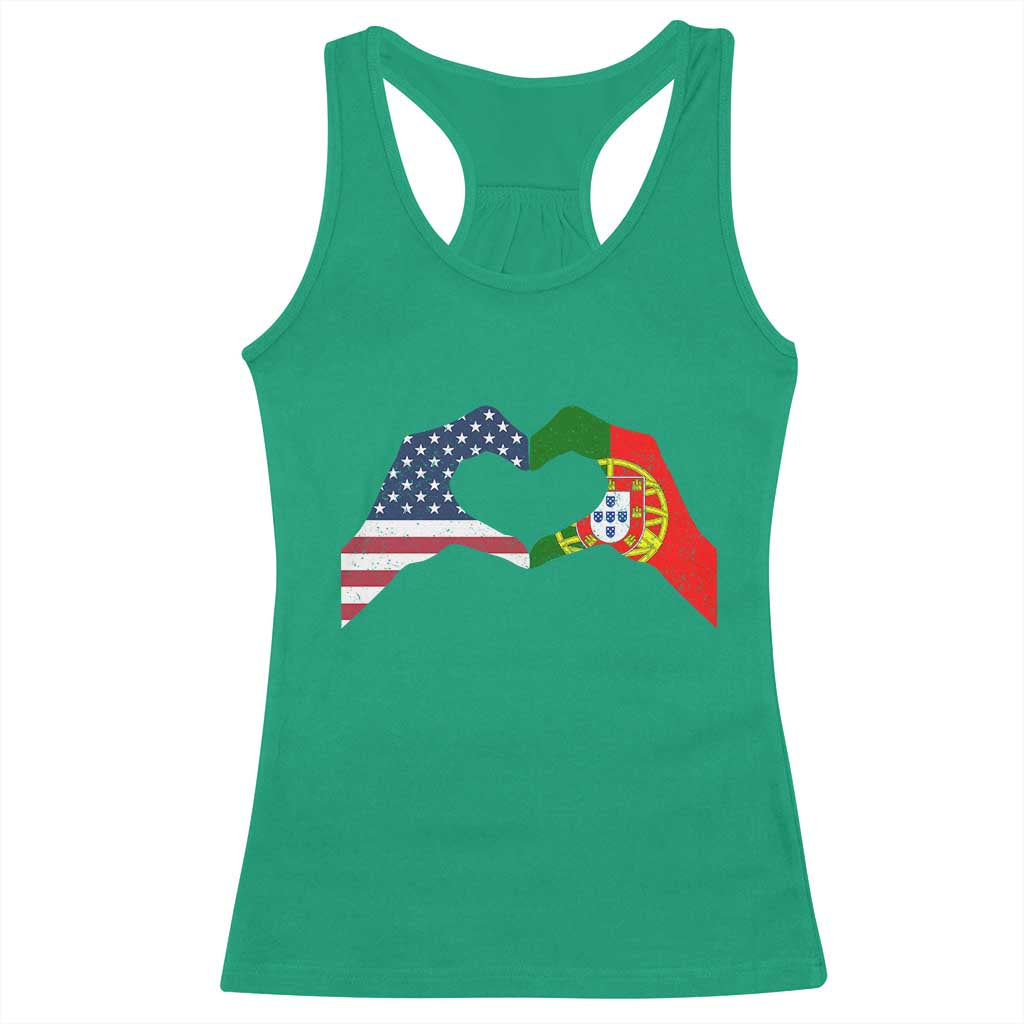 Portuguese American Flag Racerback Tank Top Vintage Portugal USA Flag Heart TS10 Irish Green Print Your Wear