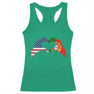 Portuguese American Flag Racerback Tank Top Vintage Portugal USA Flag Heart TS10 Irish Green Print Your Wear