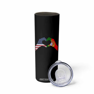 Portuguese American Flag Skinny Tumbler Vintage Portugal USA Flag Heart TS10 Print Your Wear