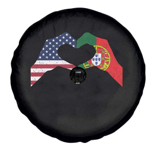 Portuguese American Flag Spare Tire Cover Vintage Portugal USA Flag Heart TS10 Print Your Wear