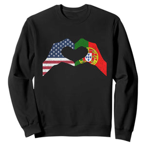 Portuguese American Flag Sweatshirt Vintage Portugal USA Flag Heart TS10 Black Print Your Wear