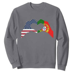Portuguese American Flag Sweatshirt Vintage Portugal USA Flag Heart TS10 Charcoal Print Your Wear