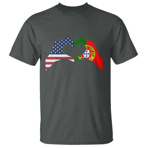 Portuguese American Flag T Shirt Vintage Portugal USA Flag Heart TS10 Dark Heather Print Your Wear