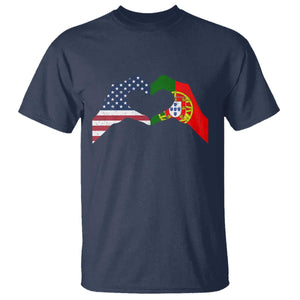 Portuguese American Flag T Shirt Vintage Portugal USA Flag Heart TS10 Navy Print Your Wear