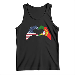 Portuguese American Flag Tank Top Vintage Portugal USA Flag Heart TS10 Black Print Your Wear