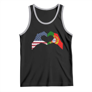 Portuguese American Flag Tank Top Vintage Portugal USA Flag Heart TS10 Black Athletic Heather Print Your Wear