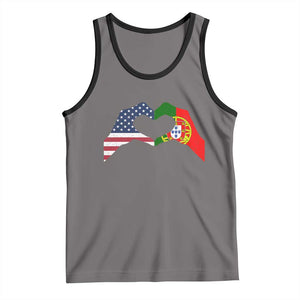 Portuguese American Flag Tank Top Vintage Portugal USA Flag Heart TS10 Deep Heather Black Print Your Wear