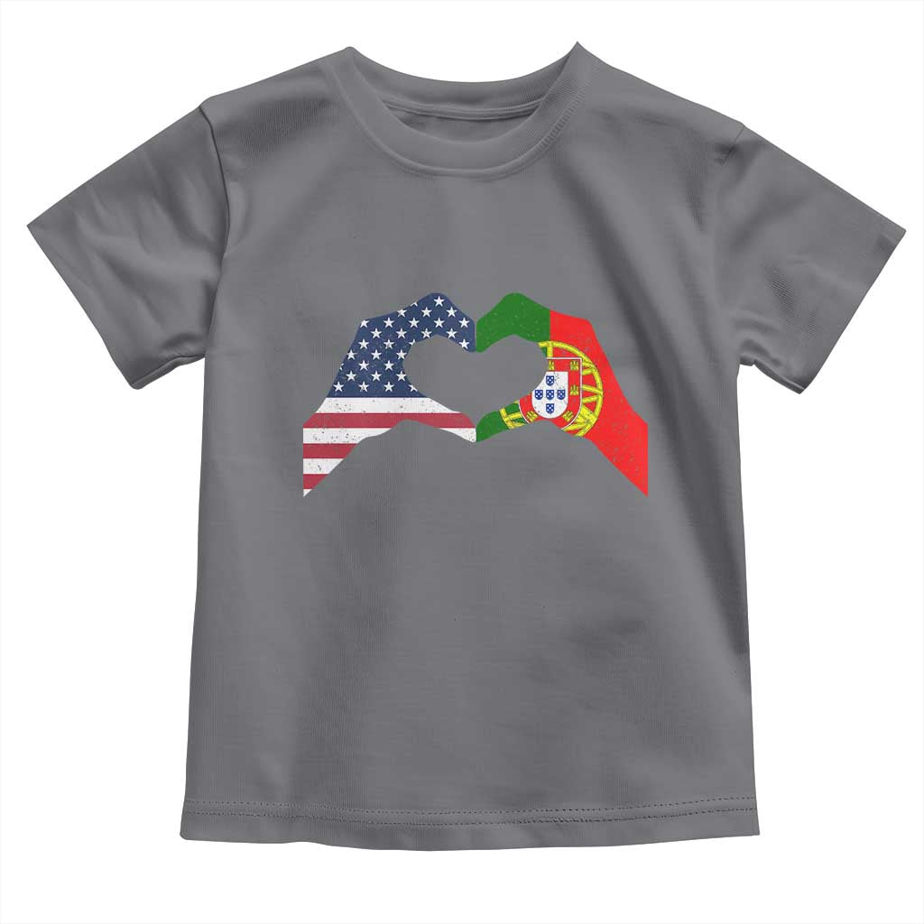 Portuguese American Flag Toddler T Shirt Vintage Portugal USA Flag Heart TS10 Charcoal Print Your Wear