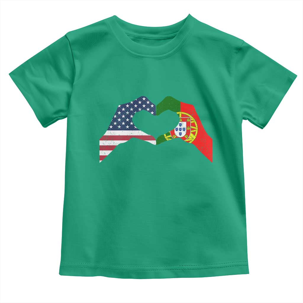 Portuguese American Flag Toddler T Shirt Vintage Portugal USA Flag Heart TS10 Irish Green Print Your Wear