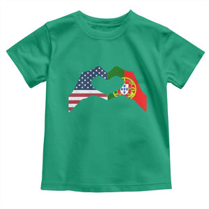 Portuguese American Flag Toddler T Shirt Vintage Portugal USA Flag Heart TS10 Irish Green Print Your Wear