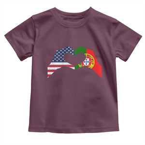 Portuguese American Flag Toddler T Shirt Vintage Portugal USA Flag Heart TS10 Maroon Print Your Wear