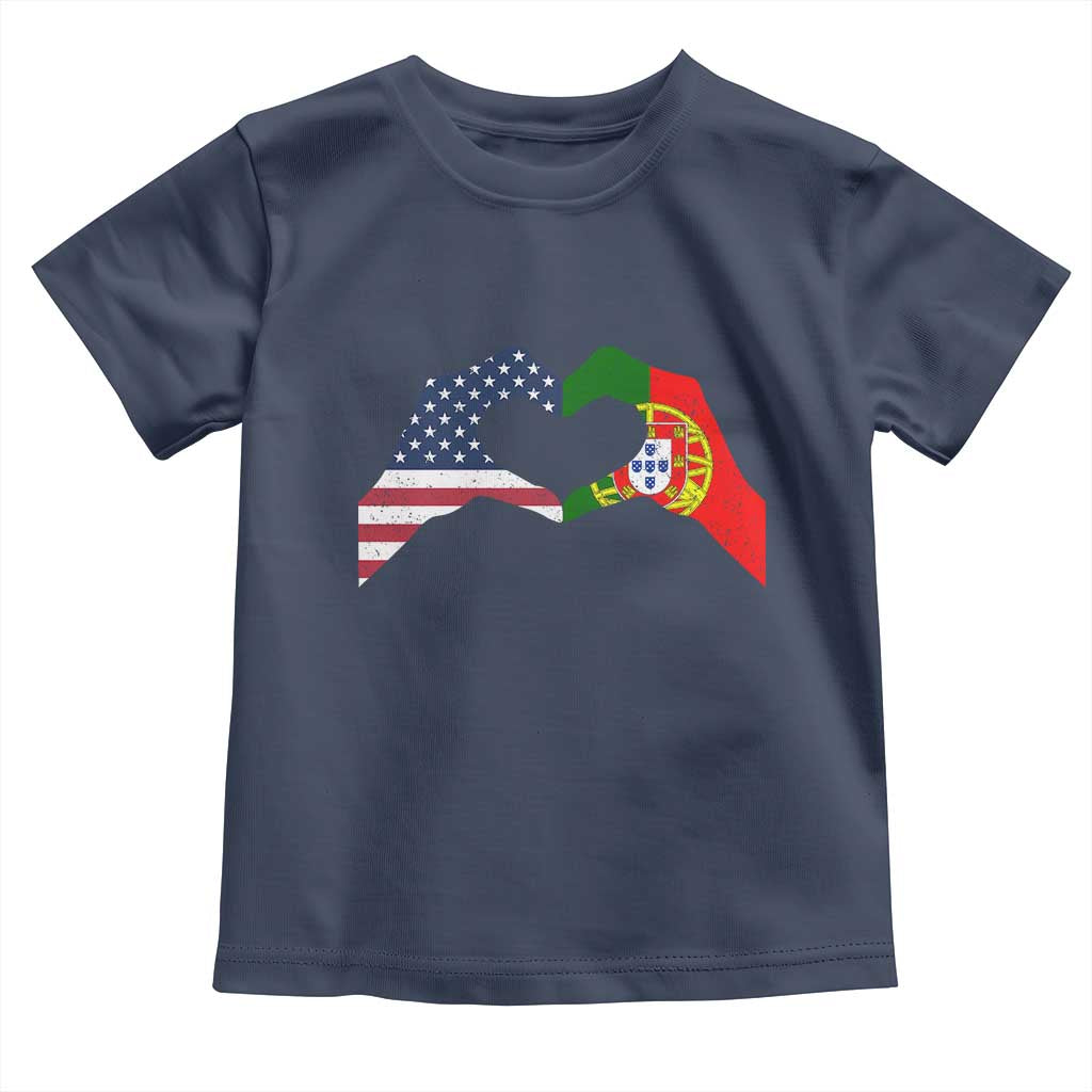 Portuguese American Flag Toddler T Shirt Vintage Portugal USA Flag Heart TS10 Navy Print Your Wear