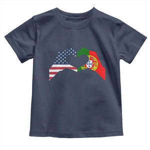 Portuguese American Flag Toddler T Shirt Vintage Portugal USA Flag Heart TS10 Navy Print Your Wear