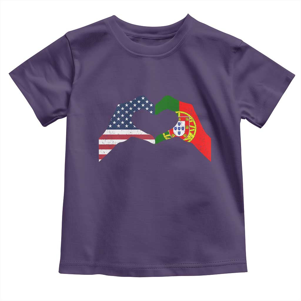 Portuguese American Flag Toddler T Shirt Vintage Portugal USA Flag Heart TS10 Purple Print Your Wear