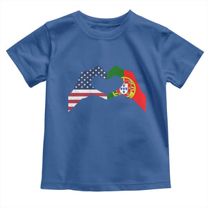 Portuguese American Flag Toddler T Shirt Vintage Portugal USA Flag Heart TS10 Royal Blue Print Your Wear